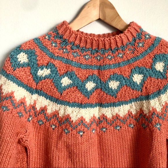 Handmade Knit Fairisle Fisherman Wool Sweater - Picture 6 of 7